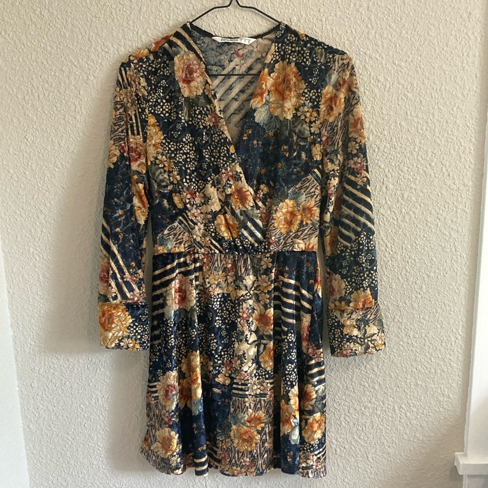 Zara Velvet Floral Dress